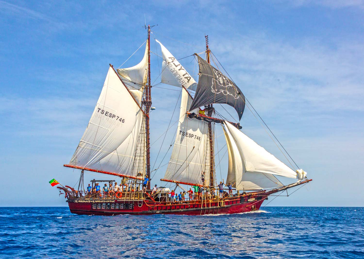 ATYLA Ship - Pictured with her New Black Sails in 2017